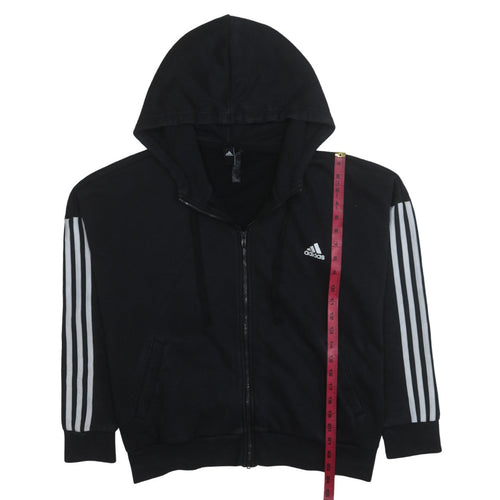 Adidas Womens Black Full Zip Hoodie XL Classic Stripe Casual