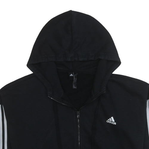 Adidas Womens Black Full Zip Hoodie XL Classic Stripe Casual