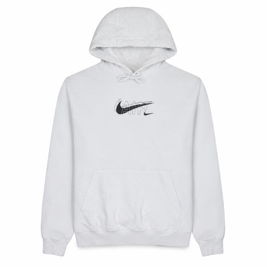 Front view of Nike Men's White Pullover Hoodie Small Logo Graphic Sportwear