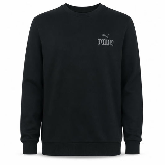 Front view of Puma Men’s Black Crew Neck Pullover Sweatshirt M