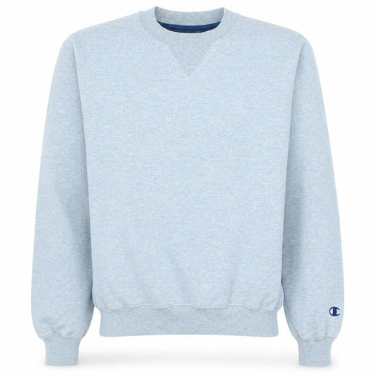 Front view of Champion Men's Grey Pullover Crew Neck Sweatshirt, size S