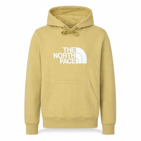 Front view of The North Face Men's Beige Pullover Hoodie, size S