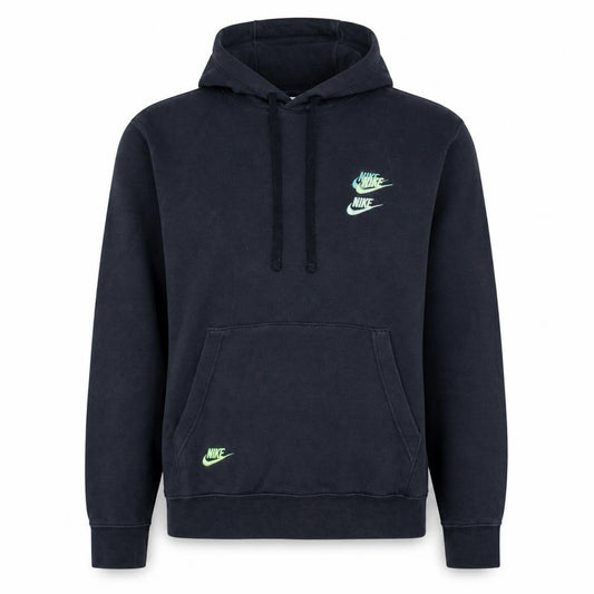 Front view of Nike Men's Black Pullover Hoodie M Logo Fleece Sportswear