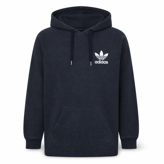 Front view of Adidas Men's Black Pullover Hoodie M Sports Fleece Sweatshirt