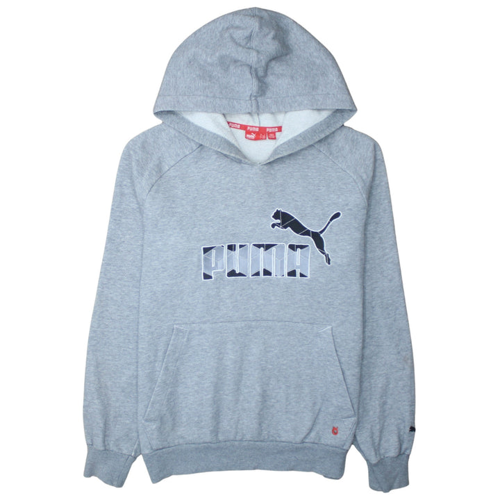Puma Men's Grey Pullover Hoodie Small Graphic Logo Fleece Sweatshirt