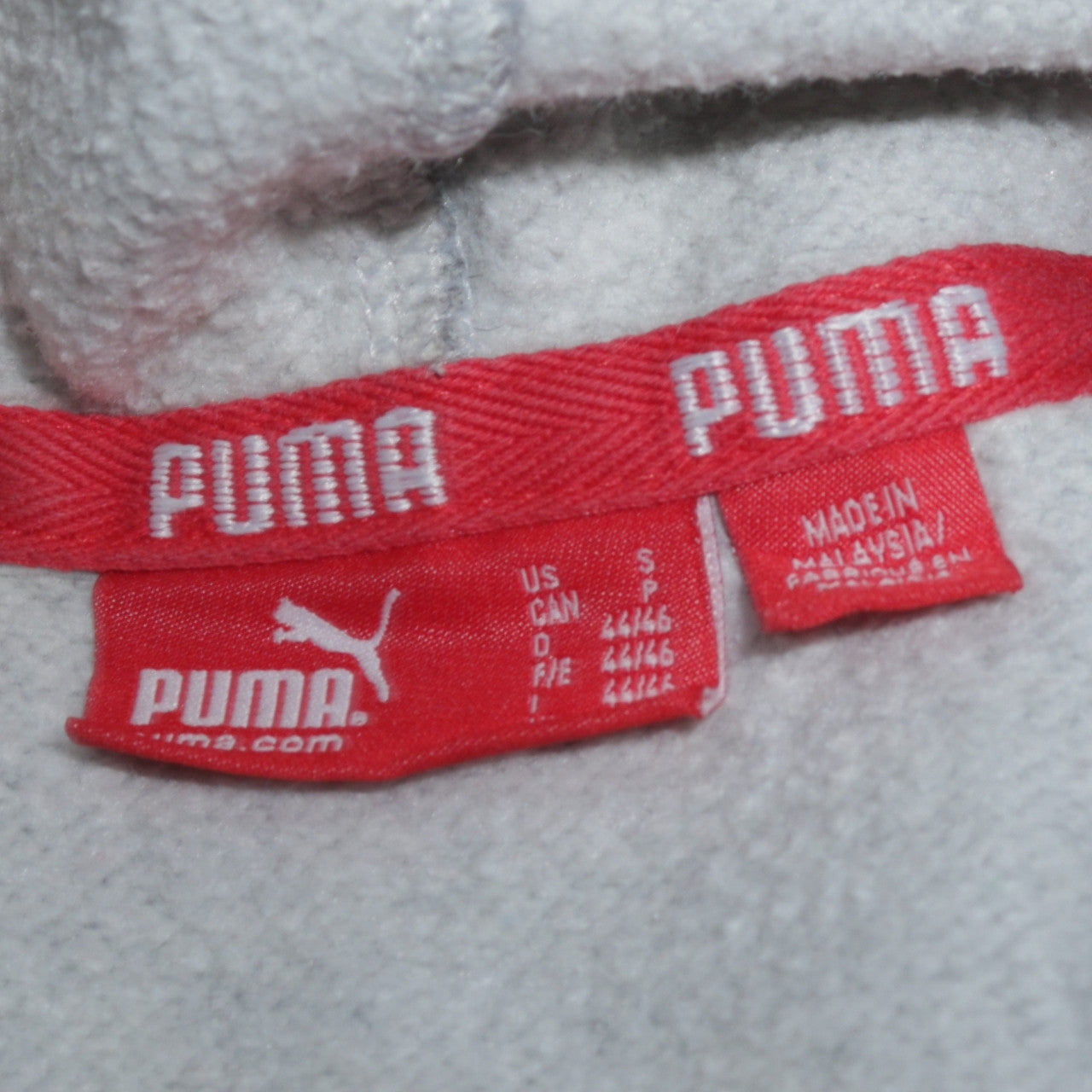 Puma Men's Grey Pullover Hoodie Small Graphic Logo Fleece Sweatshirt