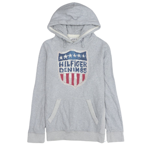 Tommy Hilfiger Denim Men's Grey Medium Pullover Hoodie with USA Graphic