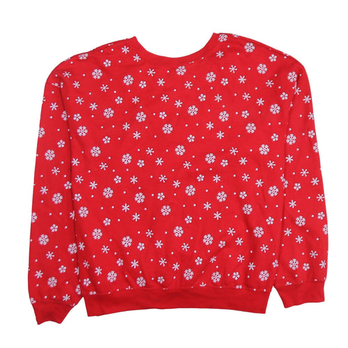 Disney Womens Red 3XL Christmas Mickey Mouse Pullover Sweatshirt