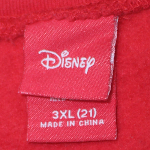 Disney Womens Red 3XL Christmas Mickey Mouse Pullover Sweatshirt