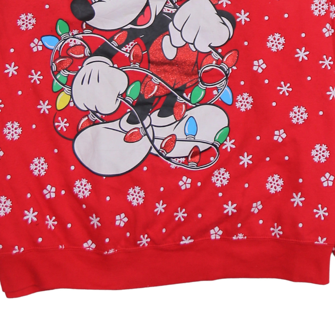 Disney Womens Red 3XL Christmas Mickey Mouse Pullover Sweatshirt