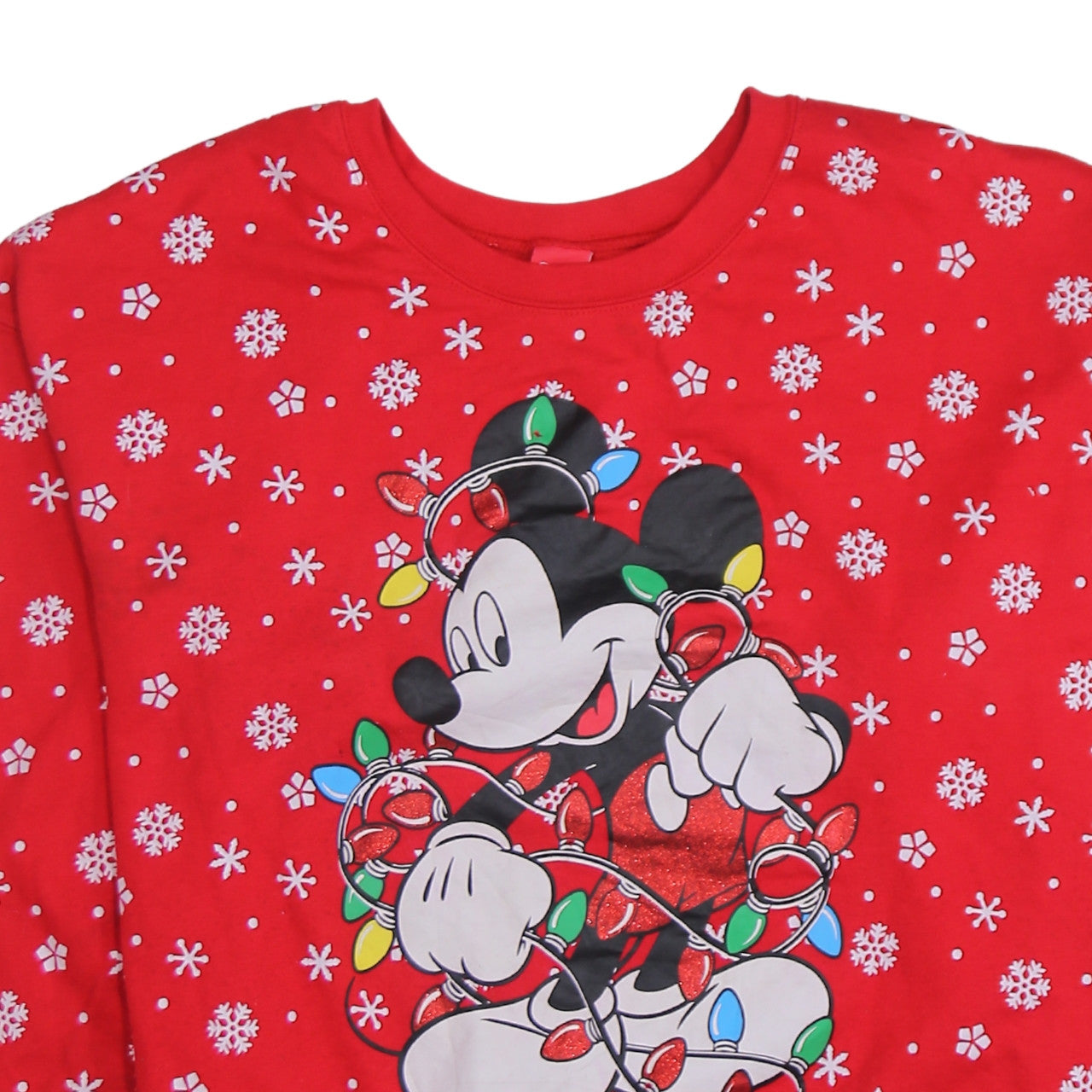 Disney Womens Red 3XL Christmas Mickey Mouse Pullover Sweatshirt