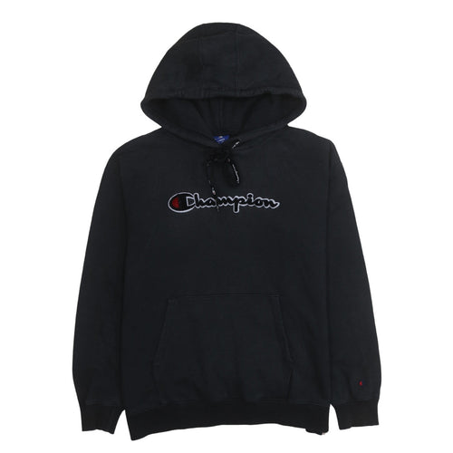 Champion Men's Black Pullover Hoodie Large Graphic Fleece Sweatshirt