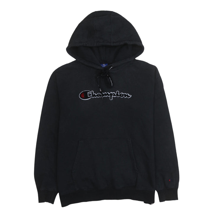 Champion Men's Black Pullover Hoodie Large Graphic Fleece Sweatshirt