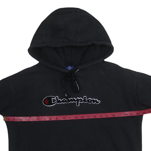 Champion Men's Black Pullover Hoodie Large Graphic Fleece Sweatshirt