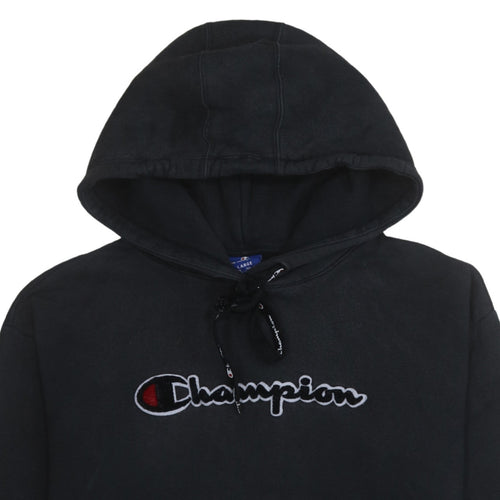 Champion Men's Black Pullover Hoodie Large Graphic Fleece Sweatshirt