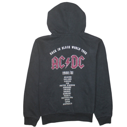 H&M L.O.G.G. Women Black AC/DC Hoodie Size S Cotton Blend Pullover