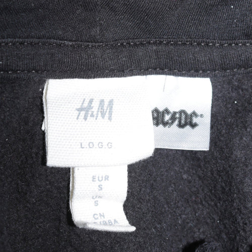 H&M L.O.G.G. Women Black AC/DC Hoodie Size S Cotton Blend Pullover