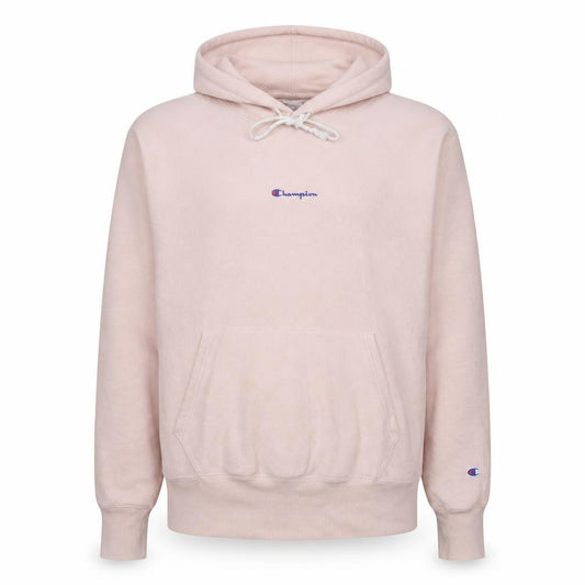 Front view of Champion Men's Pink Reverse Weave Pullover Hoodie, size M