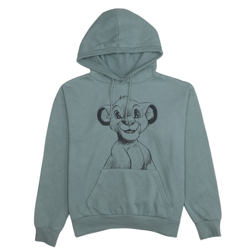 Disney Women Green Hoodie Simba Print Pullover Size 10 Cotton Blend