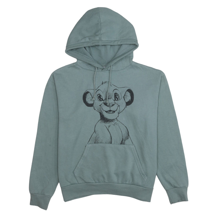 Disney Women Green Hoodie Simba Print Pullover Size 10 Cotton Blend