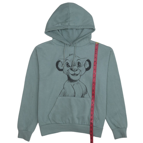 Disney Women Green Hoodie Simba Print Pullover Size 10 Cotton Blend