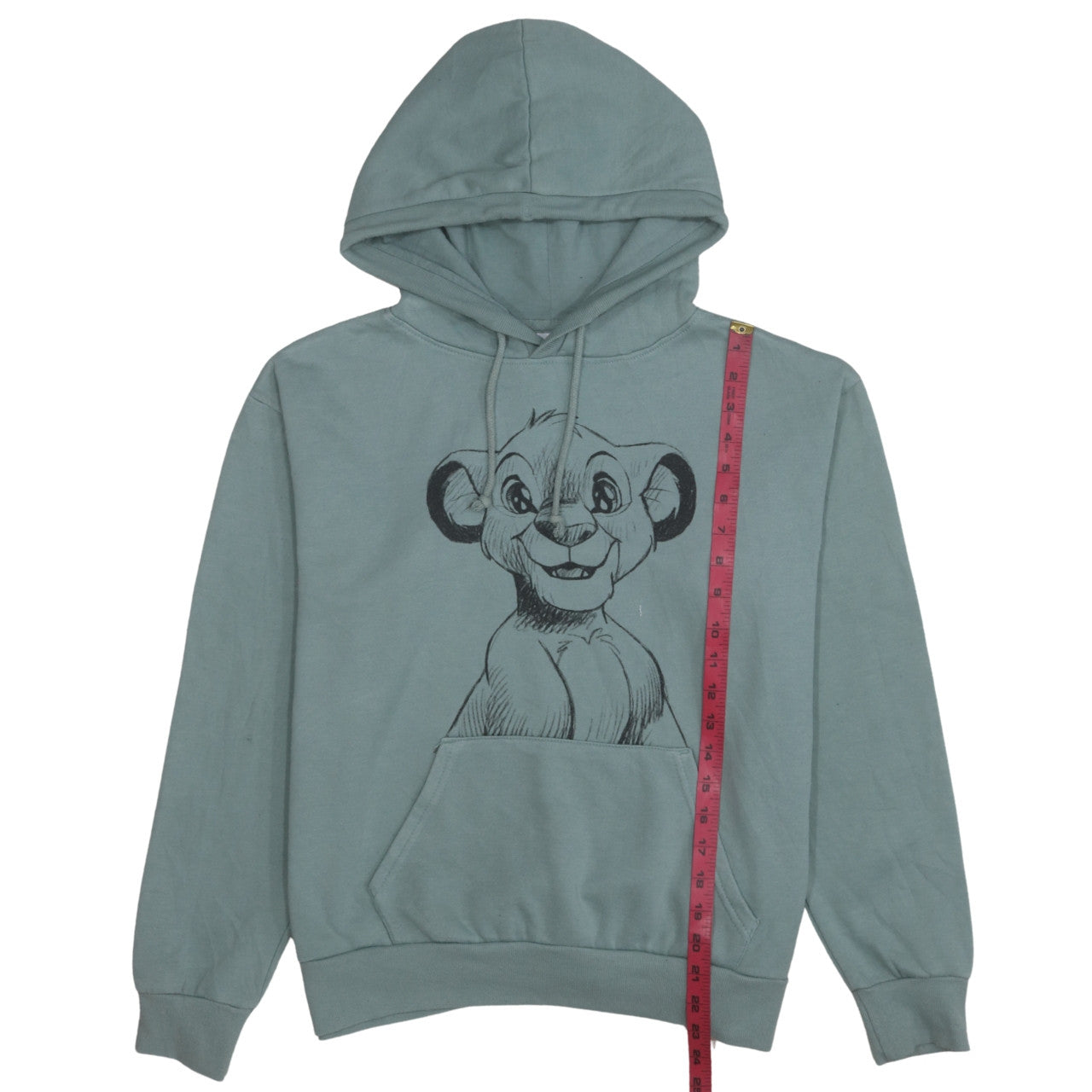 Disney Women Green Hoodie Simba Print Pullover Size 10 Cotton Blend