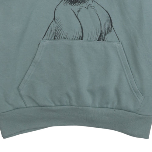 Disney Women Green Hoodie Simba Print Pullover Size 10 Cotton Blend