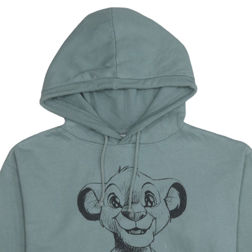 Disney Women Green Hoodie Simba Print Pullover Size 10 Cotton Blend