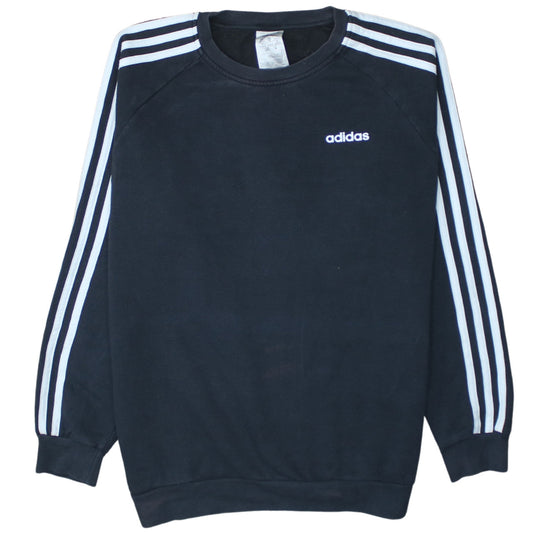 Adidas Women's Black XS Pullover Sweatshirt Crew Neck 3-Stripes Classic