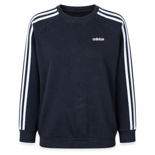 Front view of Adidas Women's Black XS Pullover Sweatshirt Crew Neck 3-Stripes Classic