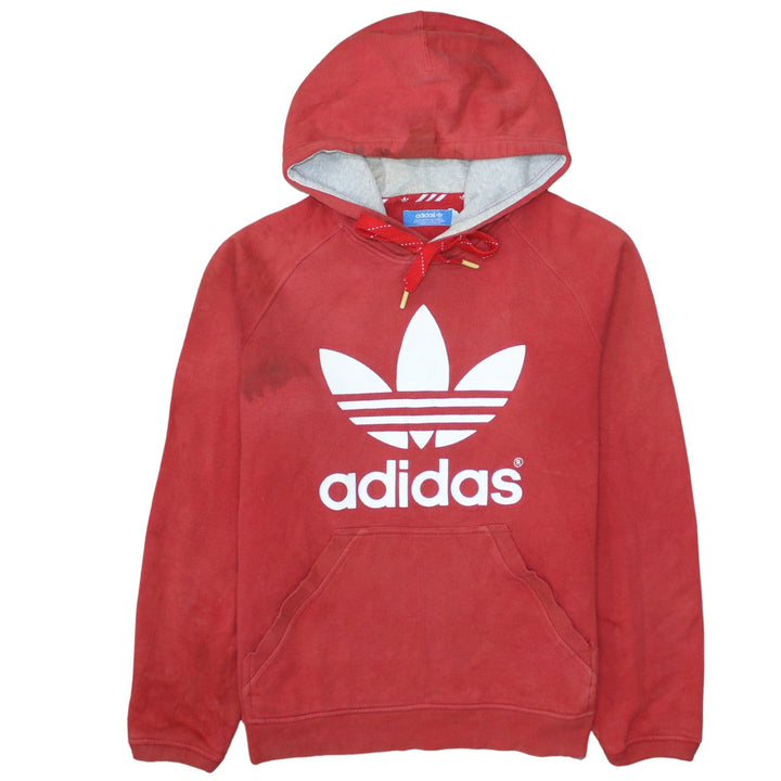 Adidas Men's Red Pullover Hoodie Size S Logo Fleece Sweatshirt