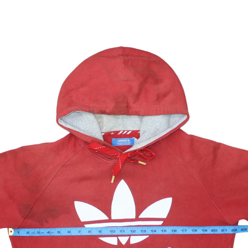 Adidas Men's Red Pullover Hoodie Size S Logo Fleece Sweatshirt