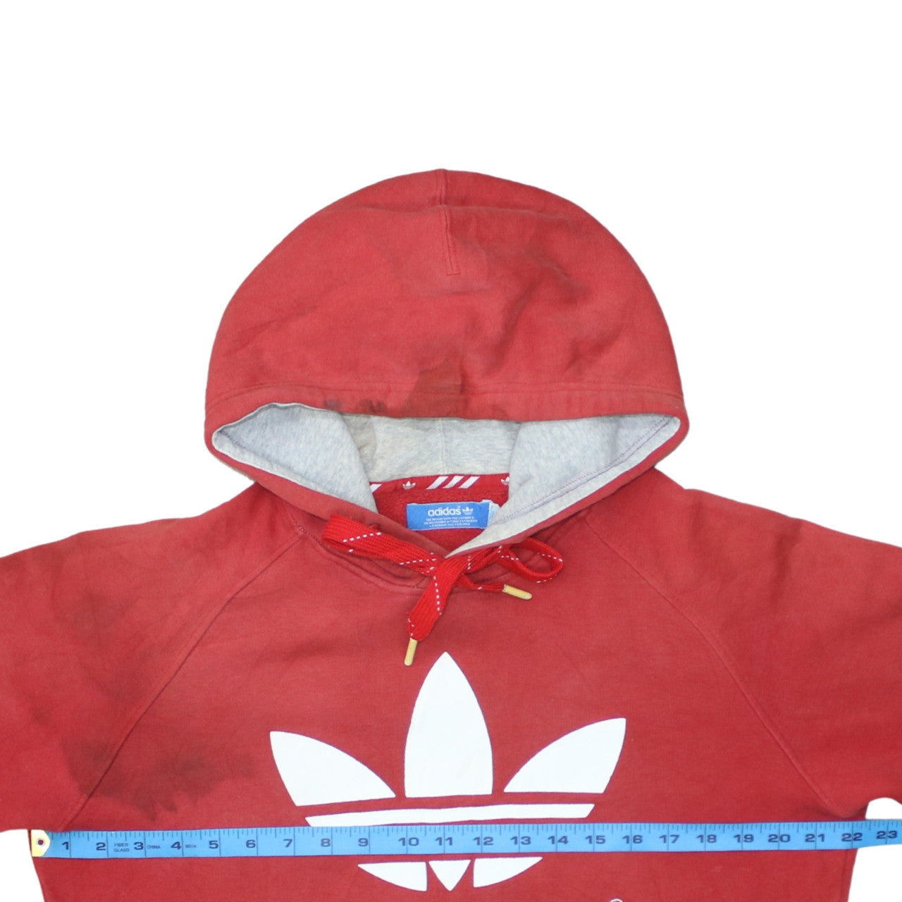 Adidas Men's Red Pullover Hoodie Size S Logo Fleece Sweatshirt