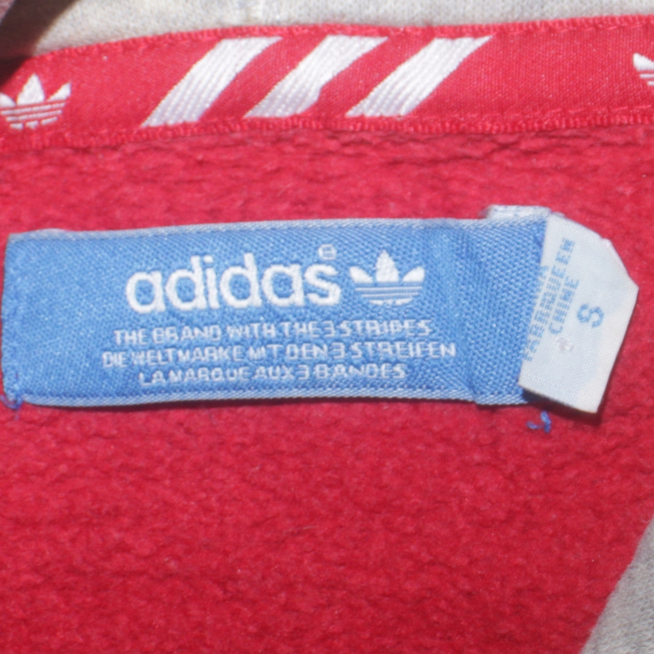 Adidas Men's Red Pullover Hoodie Size S Logo Fleece Sweatshirt