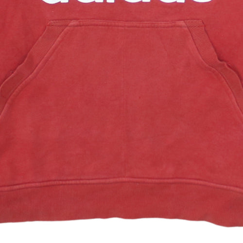 Adidas Men's Red Pullover Hoodie Size S Logo Fleece Sweatshirt