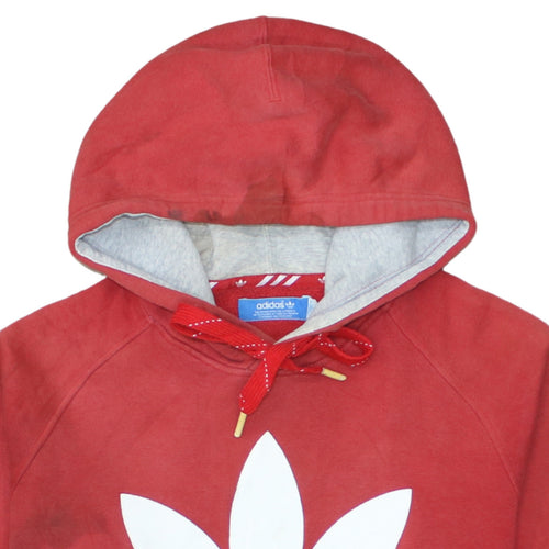 Adidas Men's Red Pullover Hoodie Size S Logo Fleece Sweatshirt