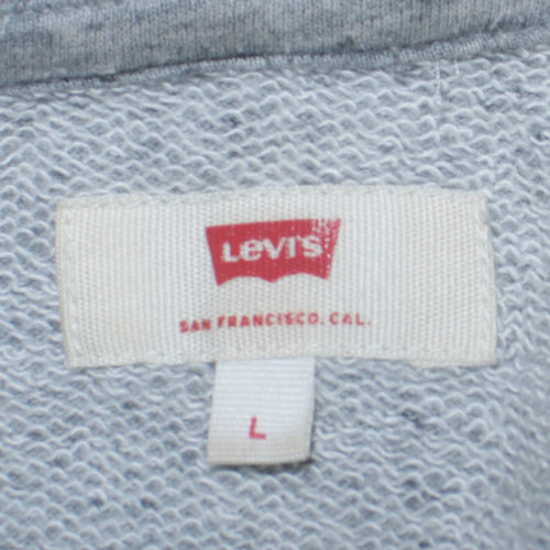 Levi's Mens Grey Hoodie L Pullover Graphic Print Cotton Blend