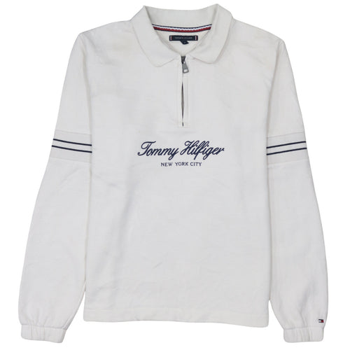 Tommy Hilfiger Men's White Collared 1/4 Zip Sweatshirt M