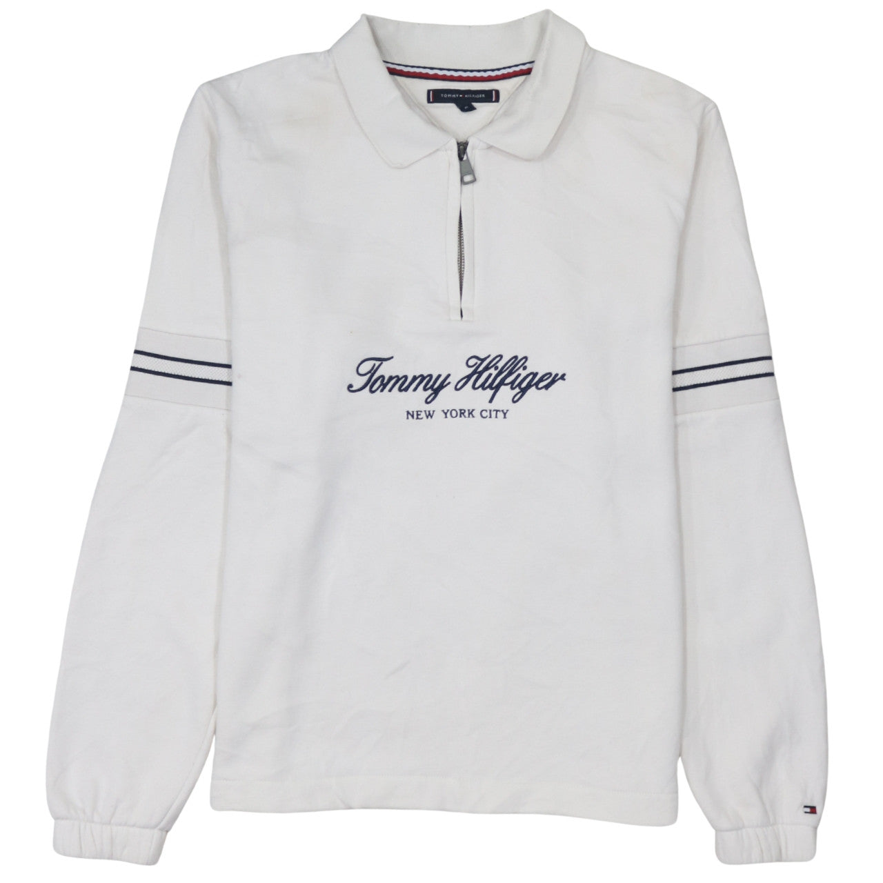 Tommy Hilfiger Men's White Collared 1/4 Zip Sweatshirt M