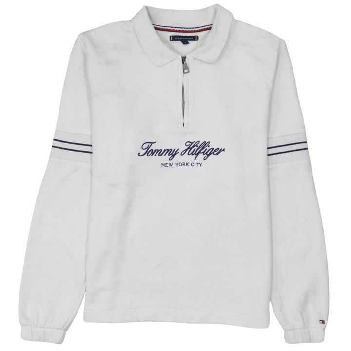 Tommy Hilfiger Men's White Collared 1/4 Zip Sweatshirt M