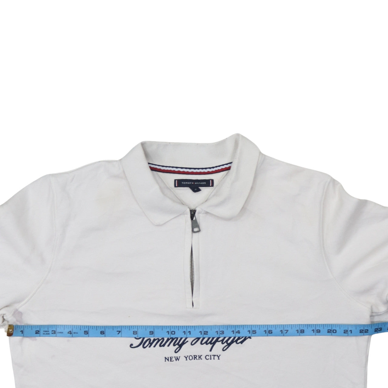 Tommy Hilfiger Men's White Collared 1/4 Zip Sweatshirt M