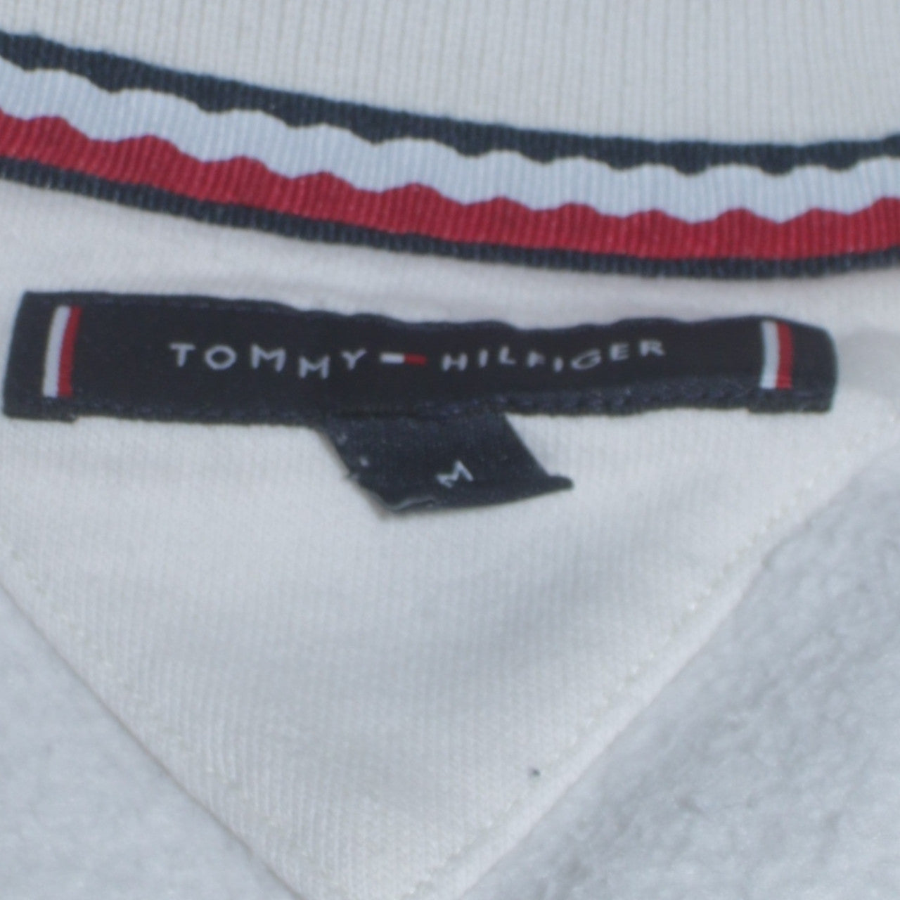 Tommy Hilfiger Men's White Collared 1/4 Zip Sweatshirt M
