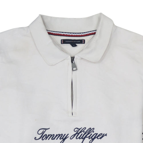 Tommy Hilfiger Men's White Collared 1/4 Zip Sweatshirt M