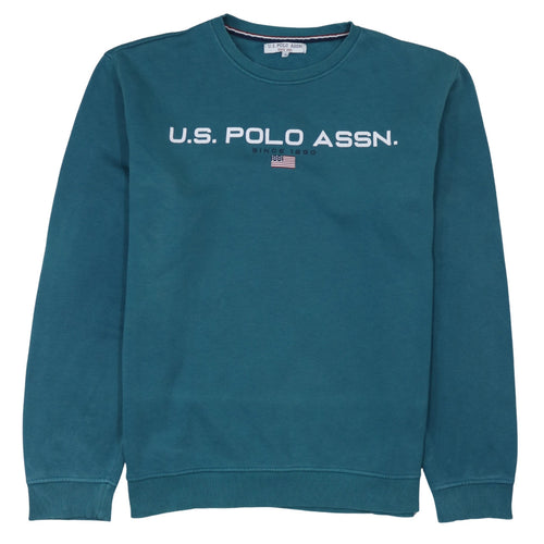 U.S. Polo Assn. Mens Blue L Crew Neck Logo Pullover Sweatshirt