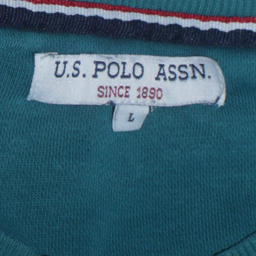 U.S. Polo Assn. Mens Blue L Crew Neck Logo Pullover Sweatshirt