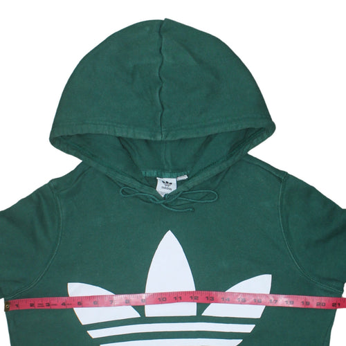 Adidas Womens Green Pullover Hoodie Size 12 Logo Print Casual