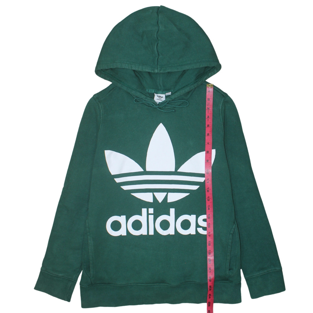 Adidas Womens Green Pullover Hoodie Size 12 Logo Print Casual