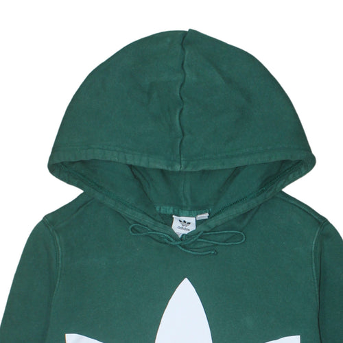 Adidas Womens Green Pullover Hoodie Size 12 Logo Print Casual