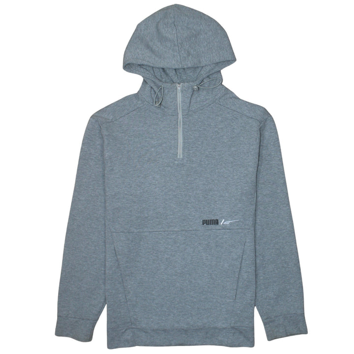 Puma Men's Grey 1/2 Zip Hooded Sweatshirt S Regular Fit