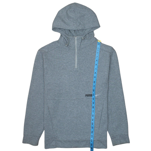 Puma Men's Grey 1/2 Zip Hooded Sweatshirt S Regular Fit